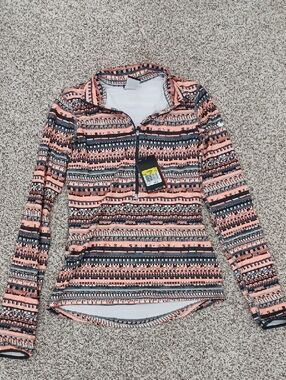 Nike Striped Cantelope Orange and Black Half-Zip Pullover Size Small